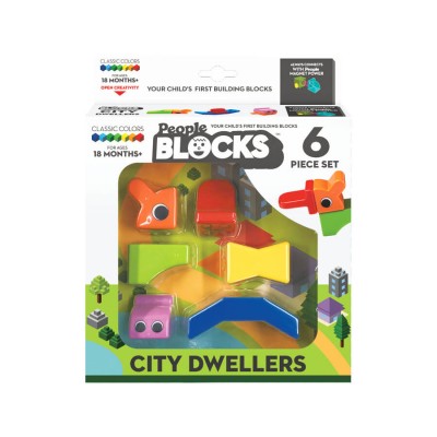 Kompaktiškas „People Blocks“ magnetinių kaladėlių rinkinys „MIESTO GYVENTOJAS“, 6 kaladėlės / People Blocks City Dweller 6pcs